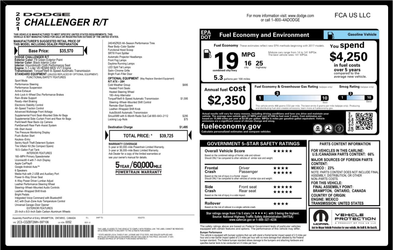 Dodge Challenger R/T Coupe 2021