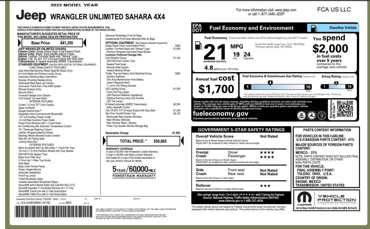 Jeep Wrangler Unlimited Sahara 2022
