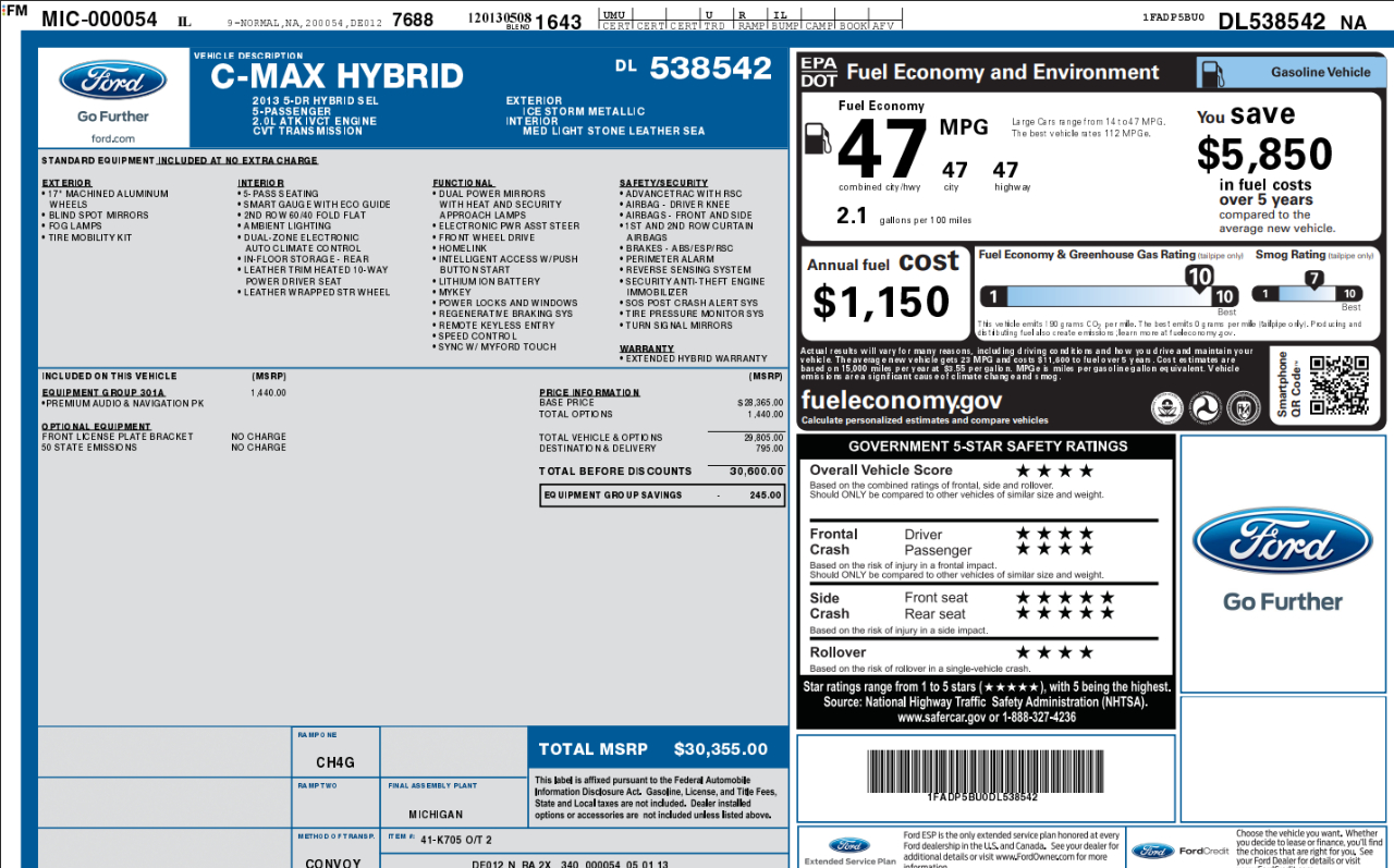 Ford C-Max Hybrid SEL 2013