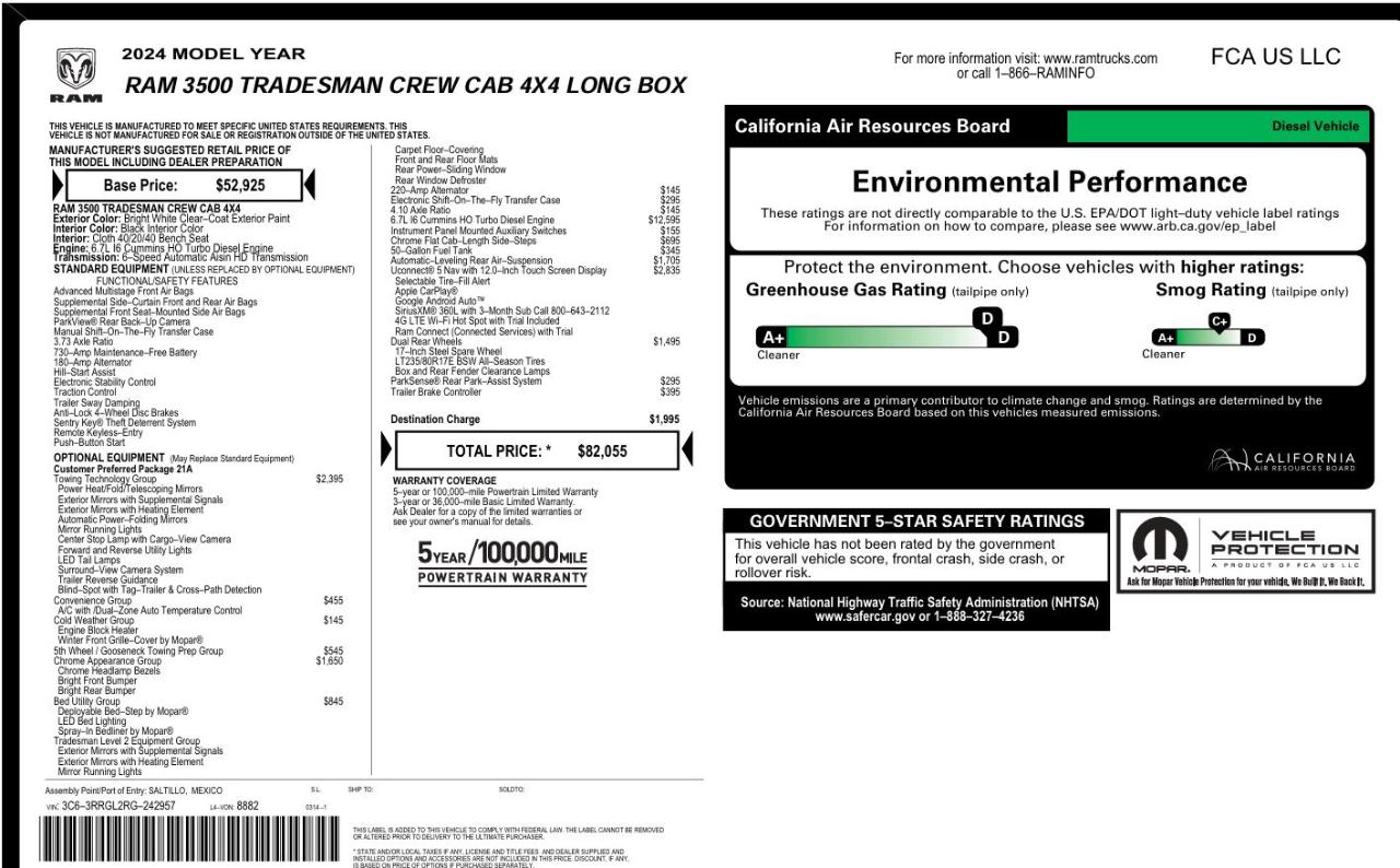 RAM 3500 Tradesman Crew Cab 4WD DRW 2024
