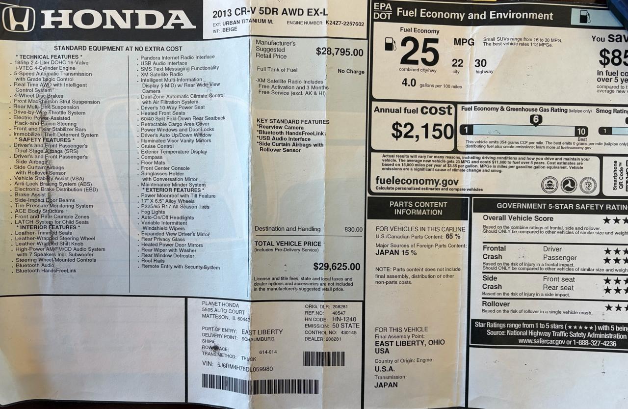 Honda CR-V EX-L 4WD 2013