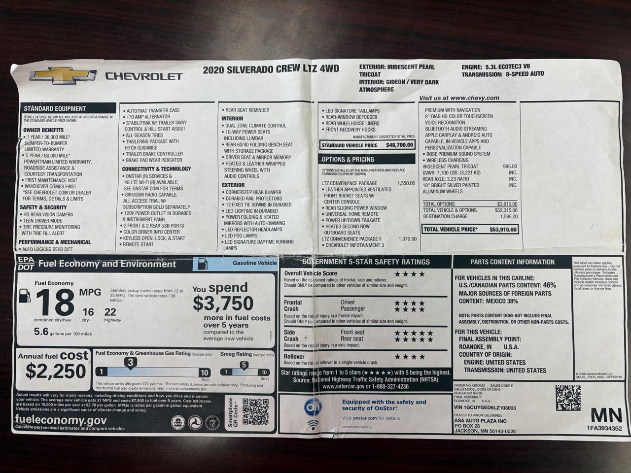 Chevrolet Silverado 1500 LTZ Crew Cab 4WD 2020