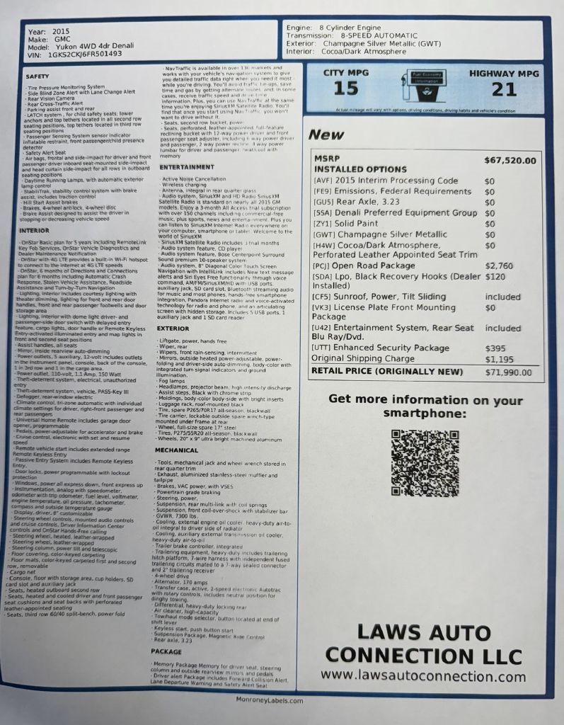 2015 GMC Yukon Denali 4WD