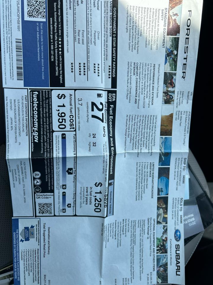 Subaru Forester 2.5i Touring 2015