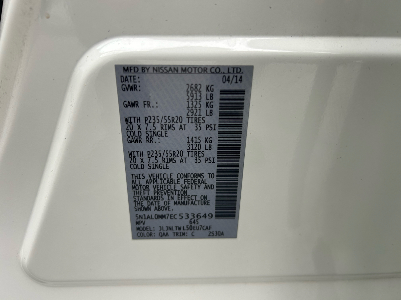 Infiniti QX60 AWD 4dr 2014