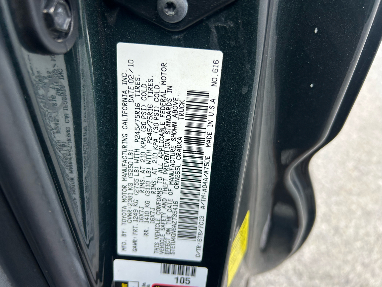 Toyota Tacoma 2WD Access V6 AT PreRunner (Natl) 2010