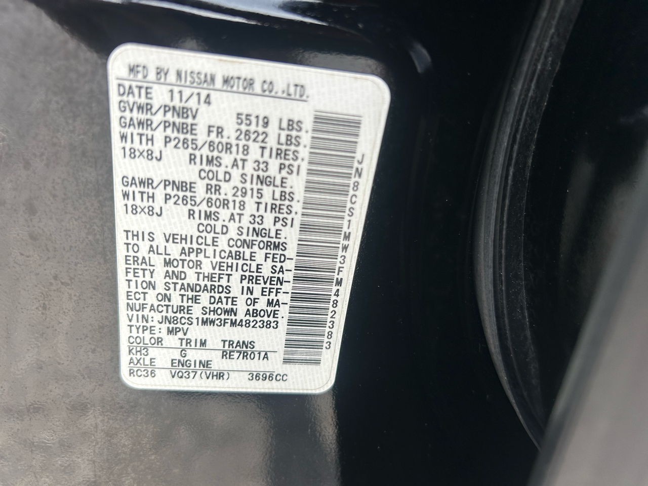 Infiniti QX70 AWD 4dr 2015