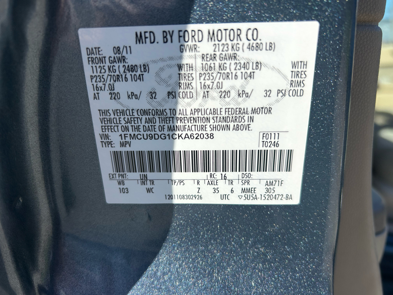 Ford Escape 4WD 4dr XLT 2012