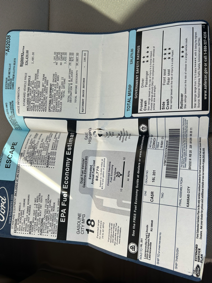 Ford Escape 4WD 4dr XLT 2012