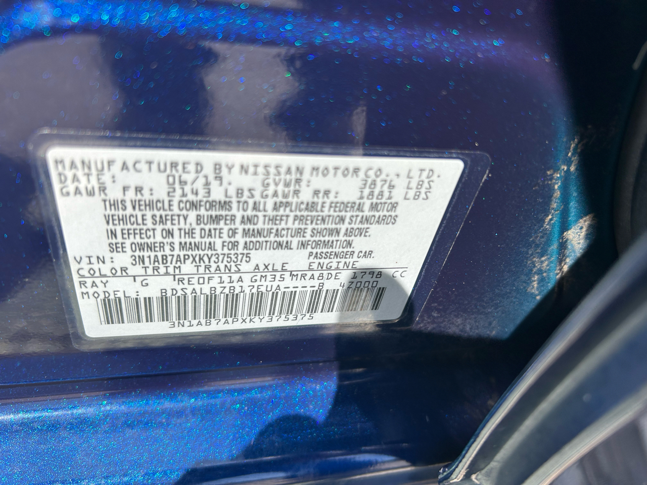 Nissan Sentra S CVT 2019