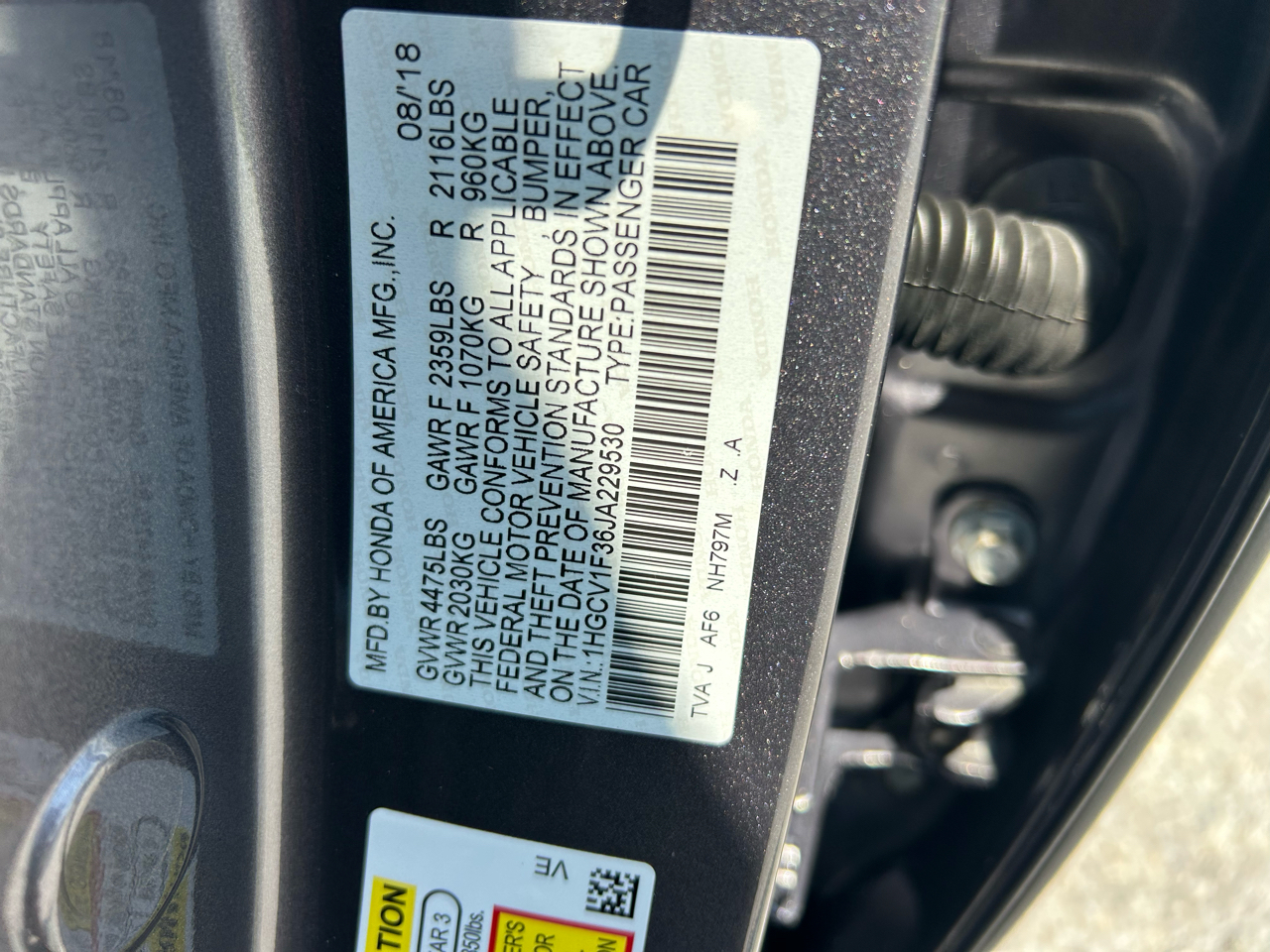 Honda Accord Sedan Sport 1.5T CVT 2018