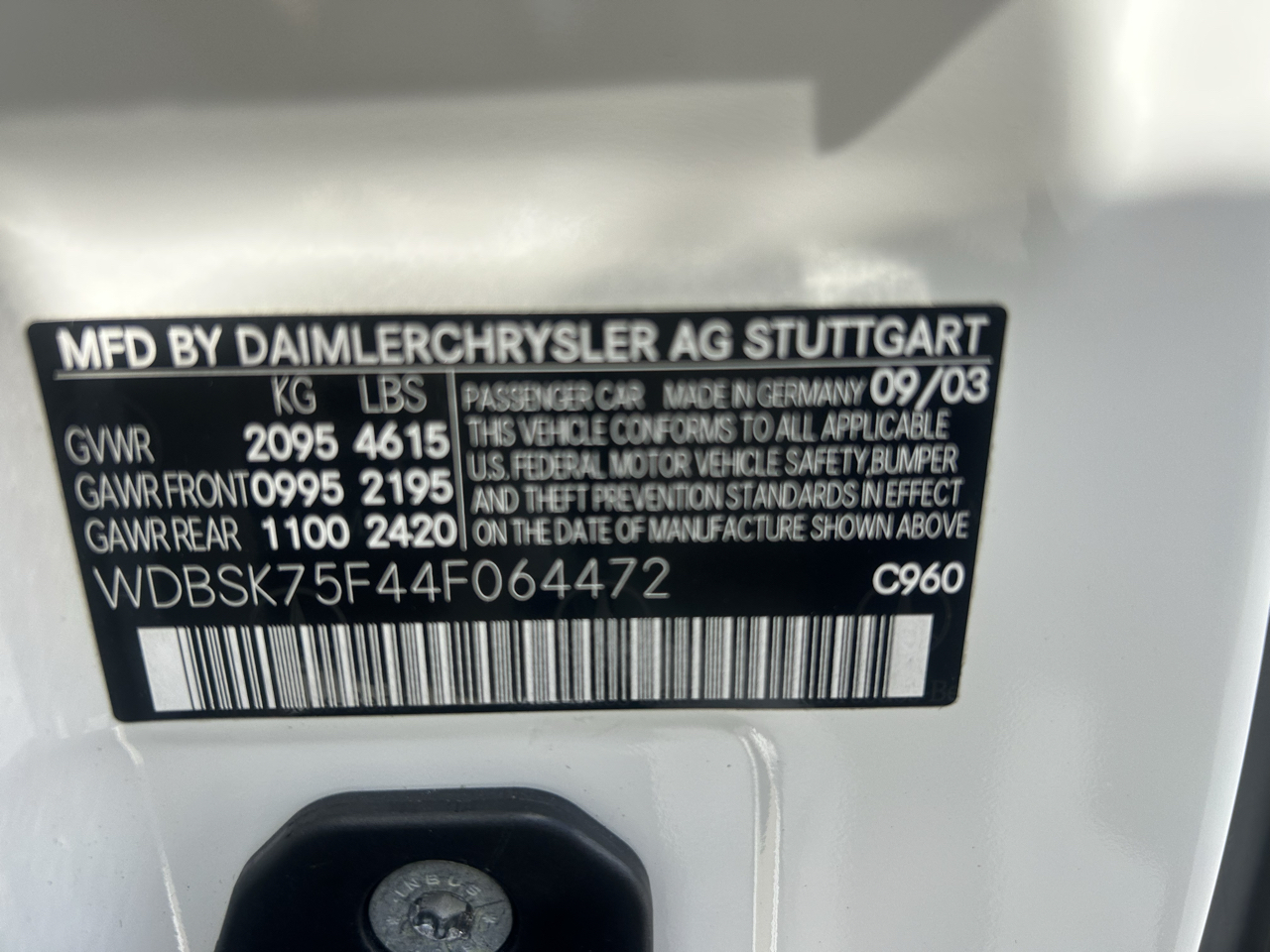 Mercedes-Benz SL-Class 2dr Roadster 5.0L 2004