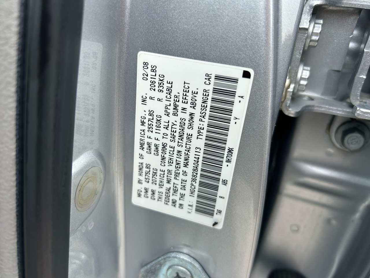 Honda Accord Sdn 4dr V6 Auto EX-L 2008