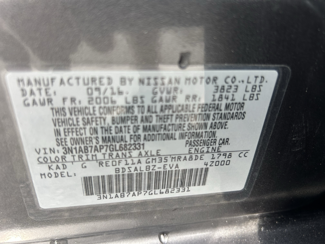 Nissan Sentra 4dr Sdn I4 CVT S 2016