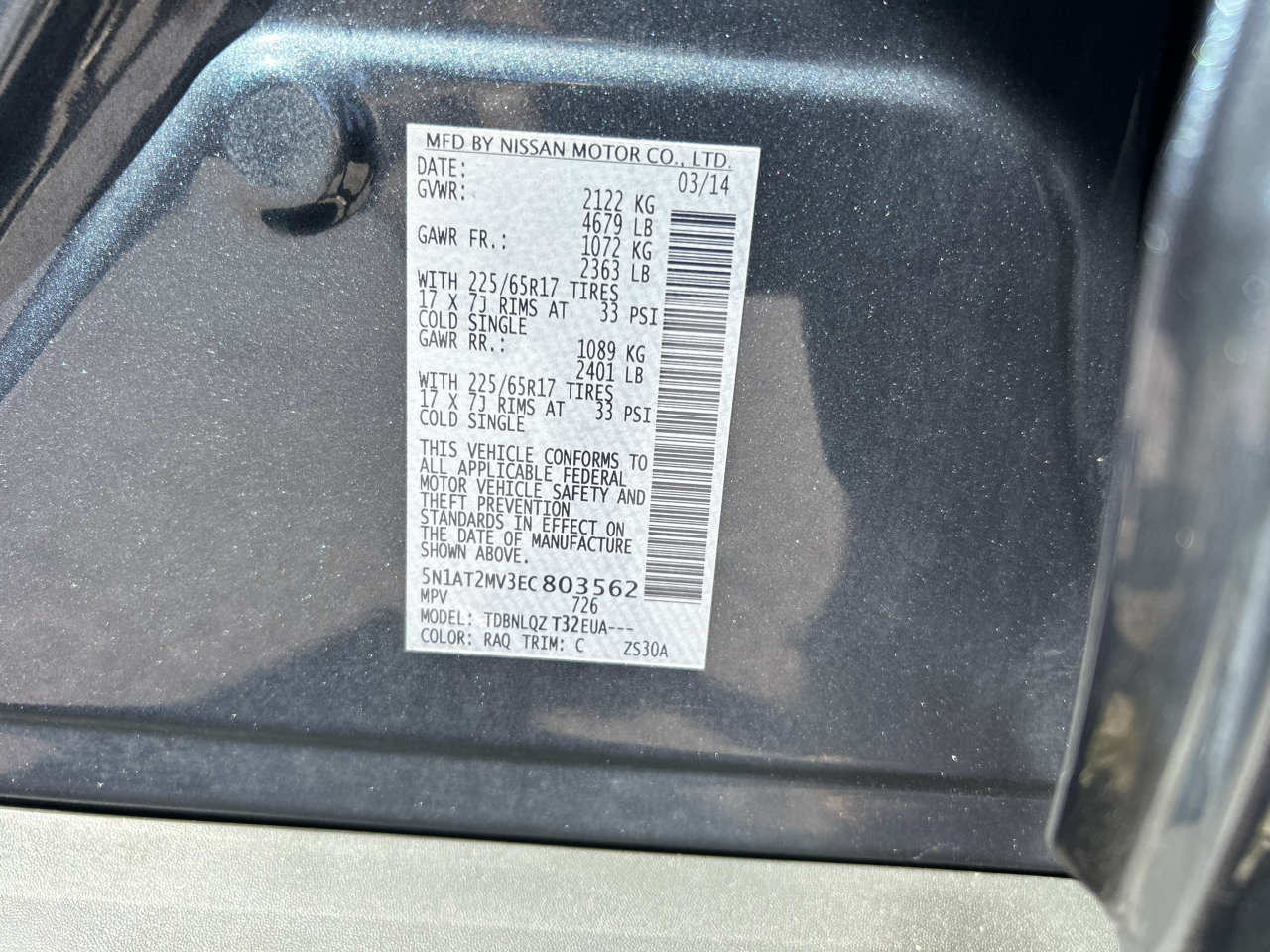 Nissan Rogue AWD 4dr SV 2014