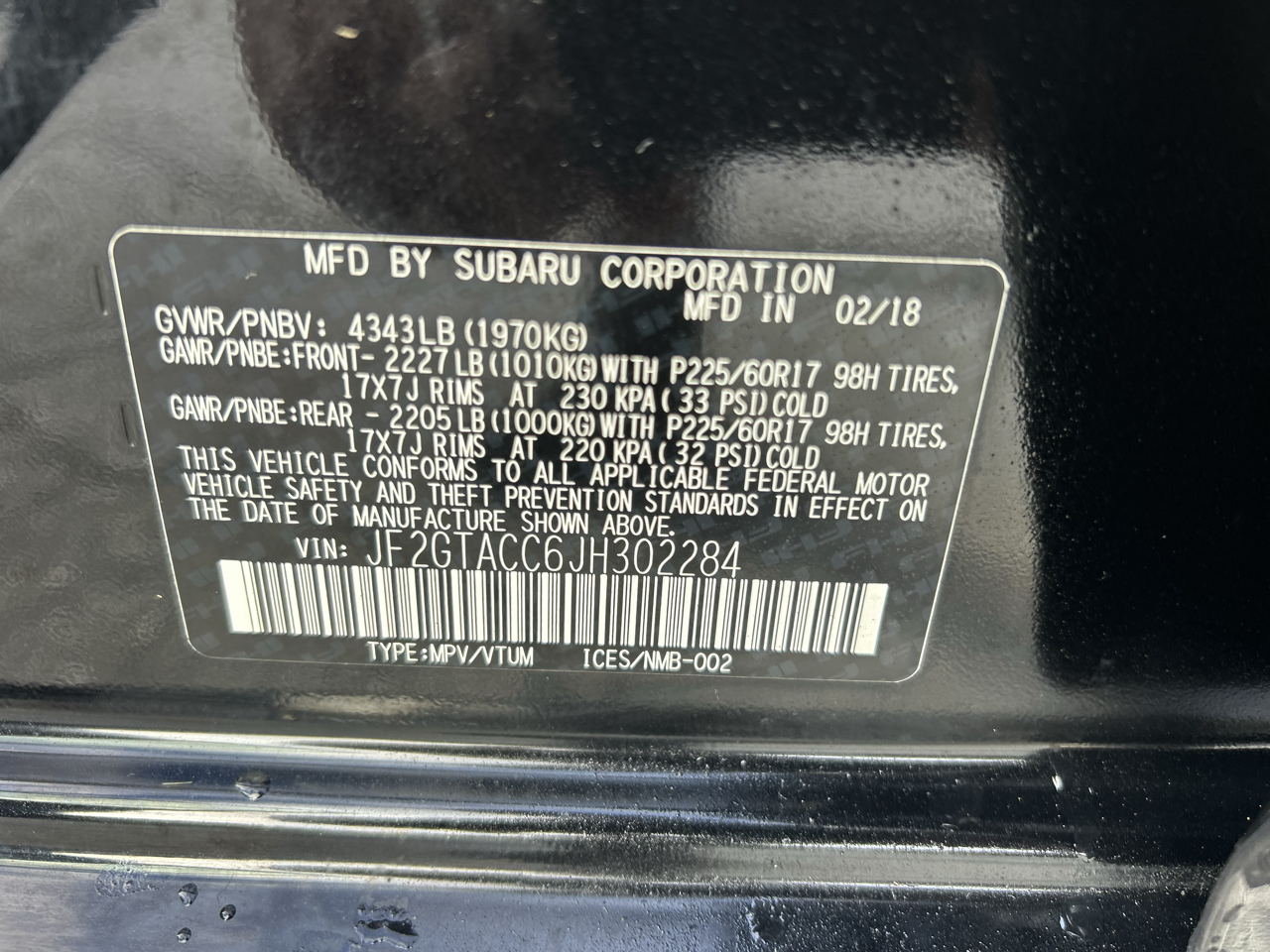 Subaru Crosstrek 2.0i Premium CVT 2018