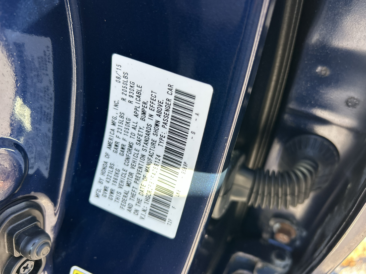 Honda Accord Sedan 4dr I4 CVT EX-L 2015
