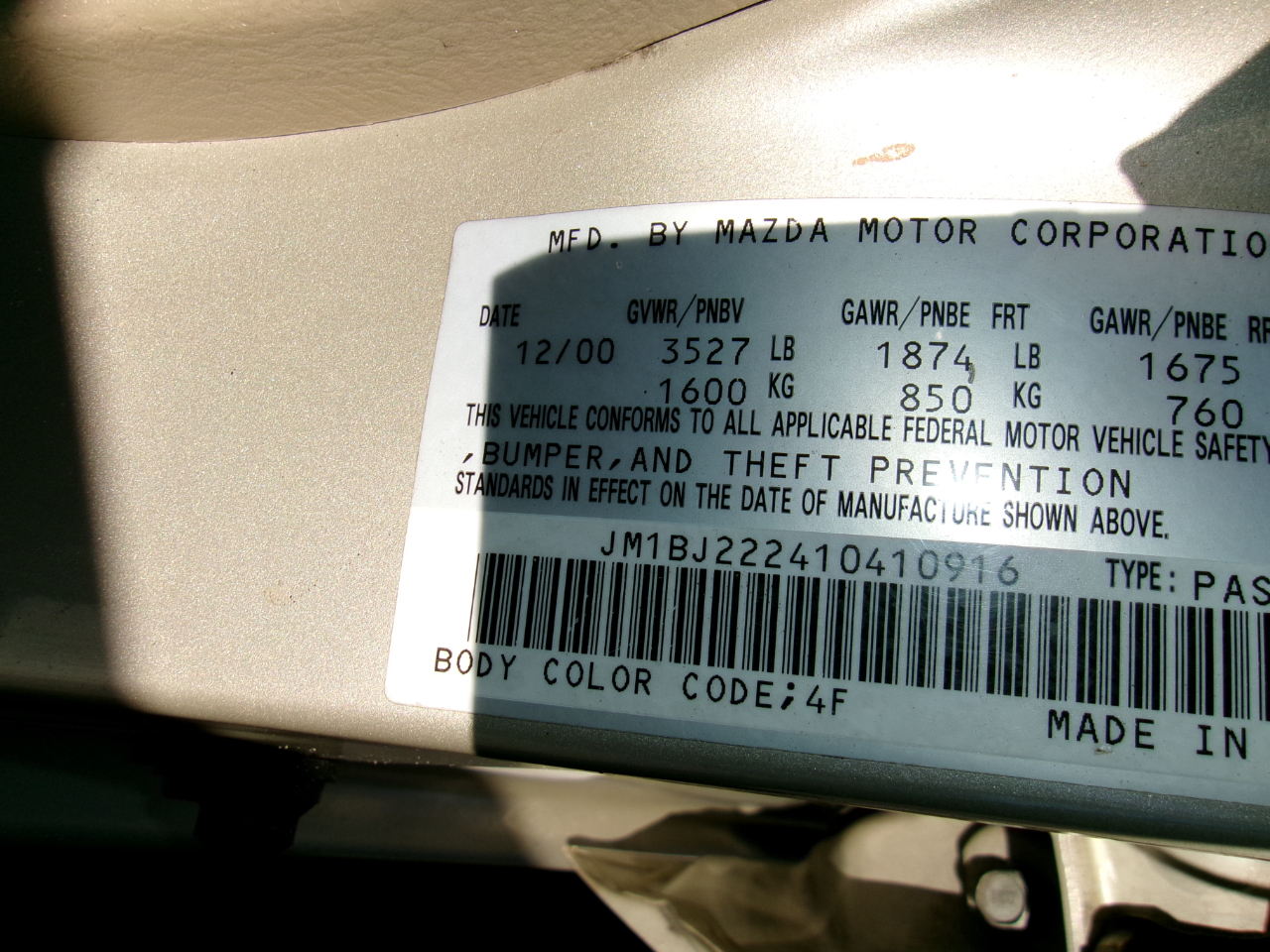 Mazda Protege DX 2001