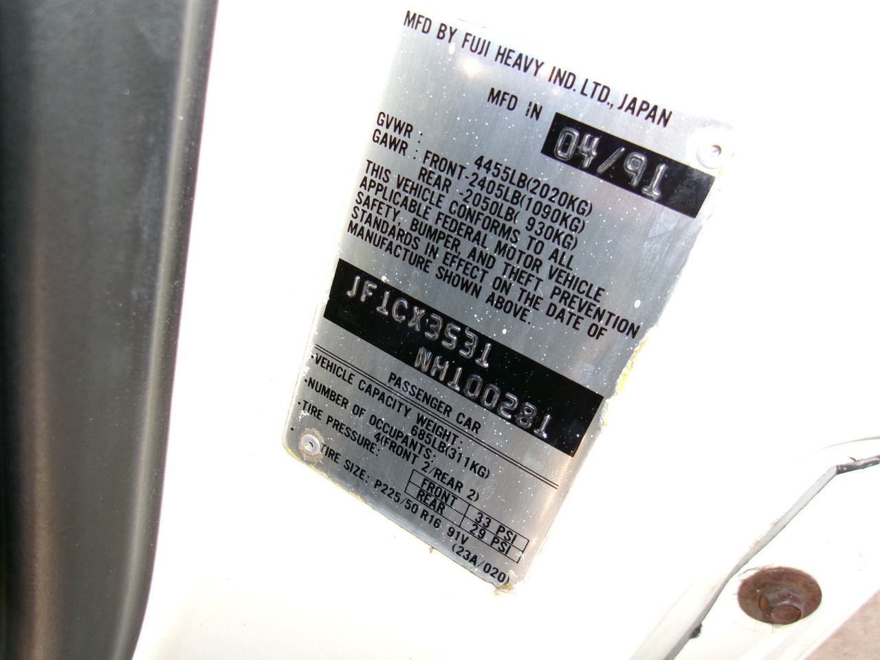 Subaru SVX LS-L 1992