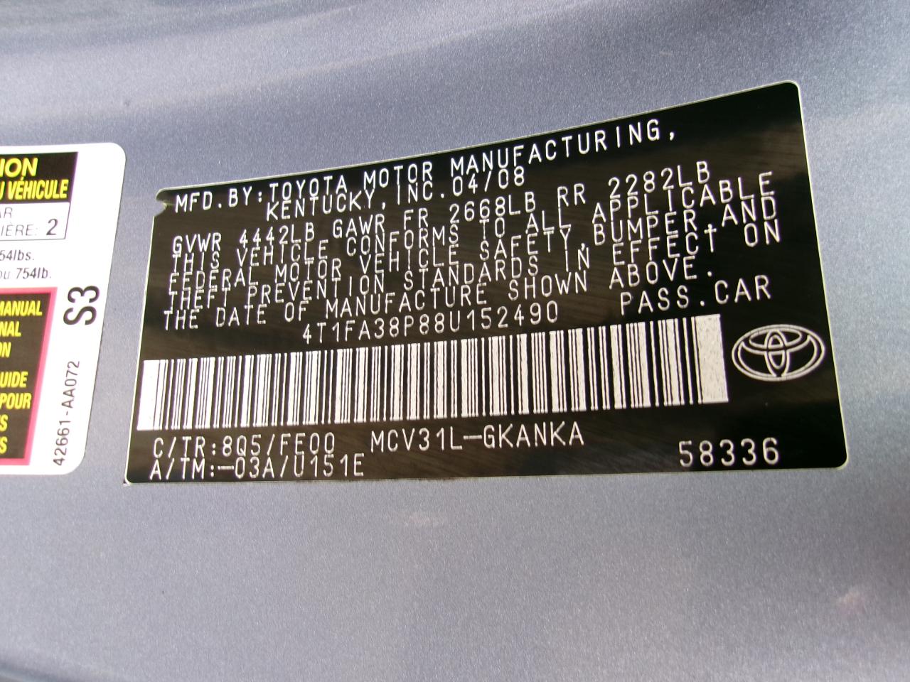 Toyota Camry Solara SE 2D Convertible V6 2008
