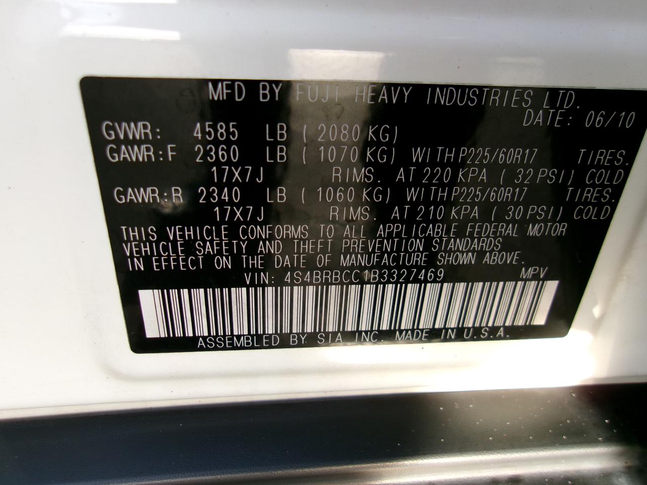 Subaru Outback 2.5i Premium 2011