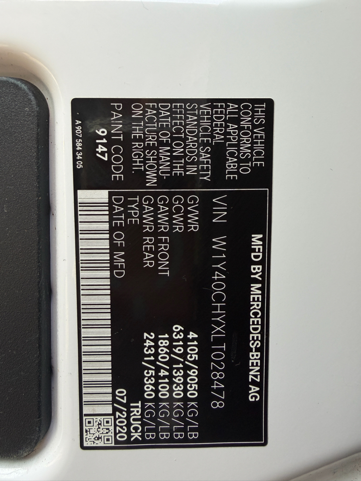 Mercedes-Benz Sprinter 2500 170-in. WB 2020