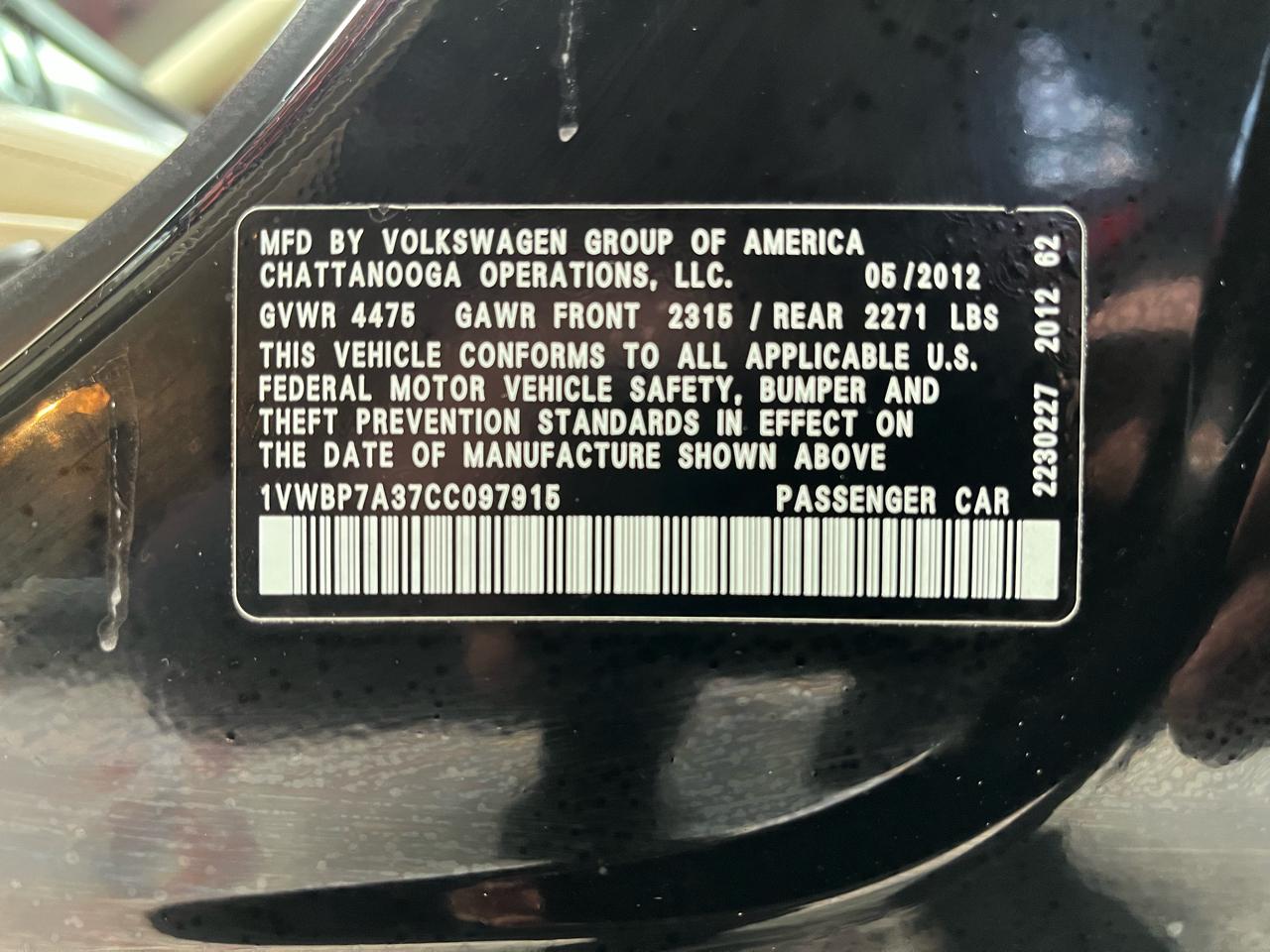 2012 VOLKSWAGEN PASSAT - Image 45