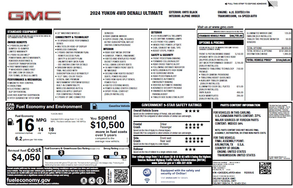 GMC Yukon 4WD 4dr Denali Ultimate 2024