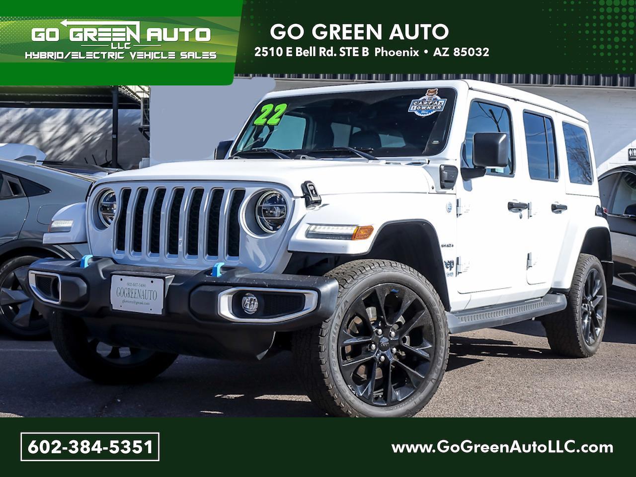 2022 Jeep Wrangler 4xe Unlimited Sahara 4XE 4D SUV 4WD - White exterior view 1