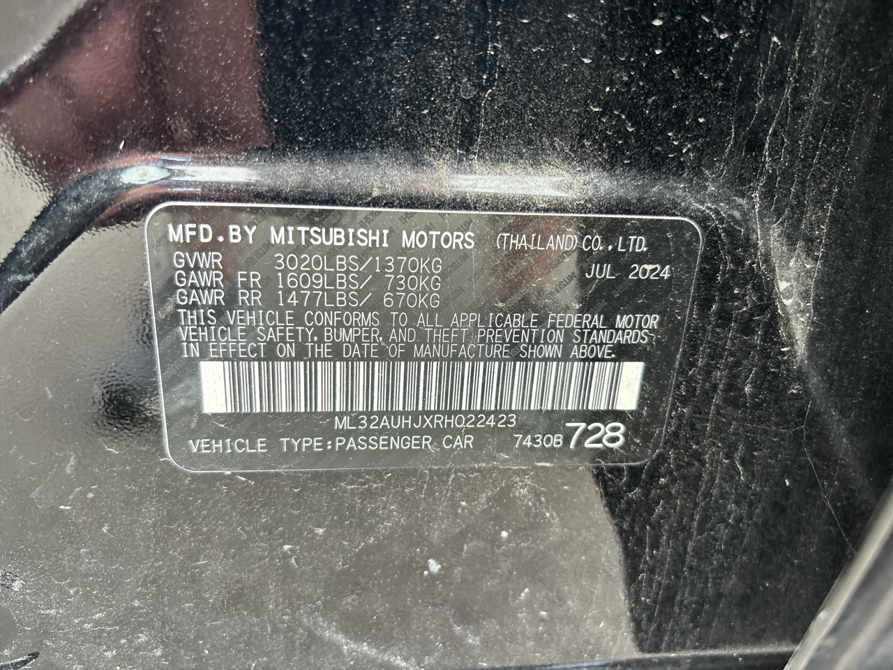 Mitsubishi Mirage ES CVT 2024