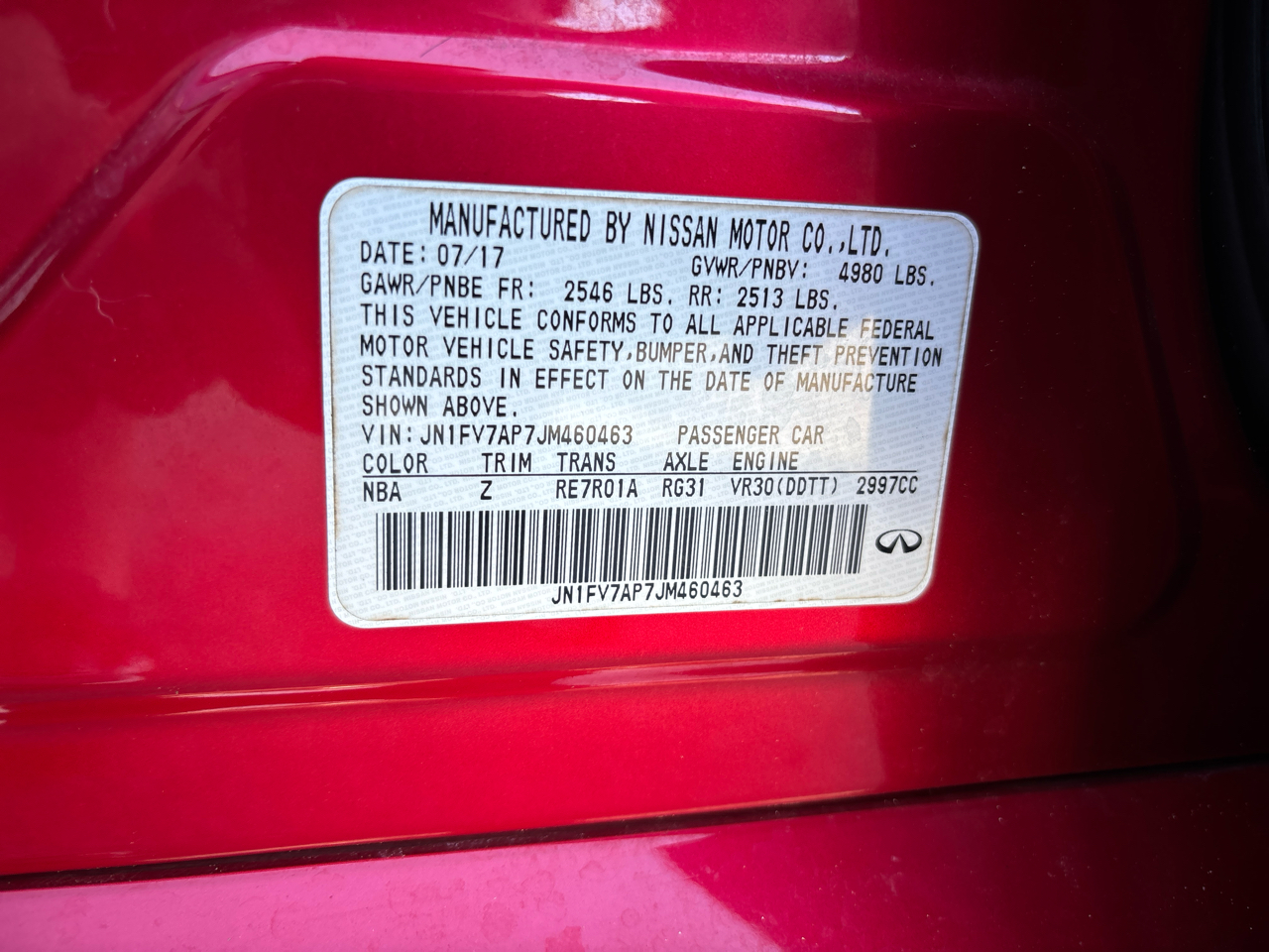 Infiniti Q50 Red Sport 400 2018