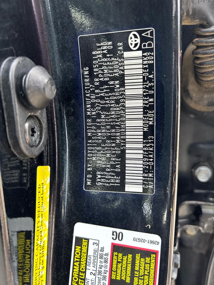 Toyota Corolla LE 4D Sedan 2018