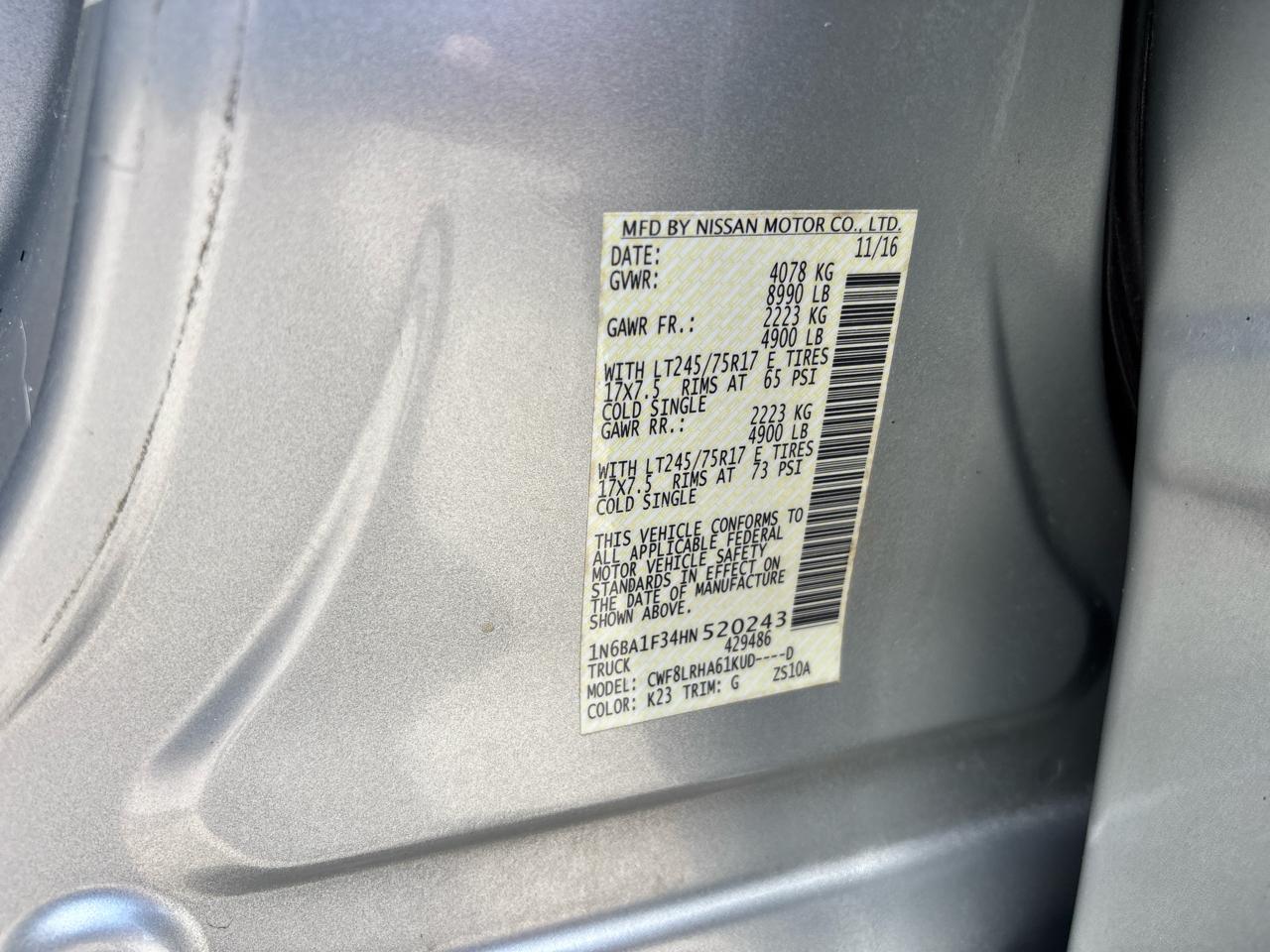 Nissan Titan XD S 4WD Diesel 2017