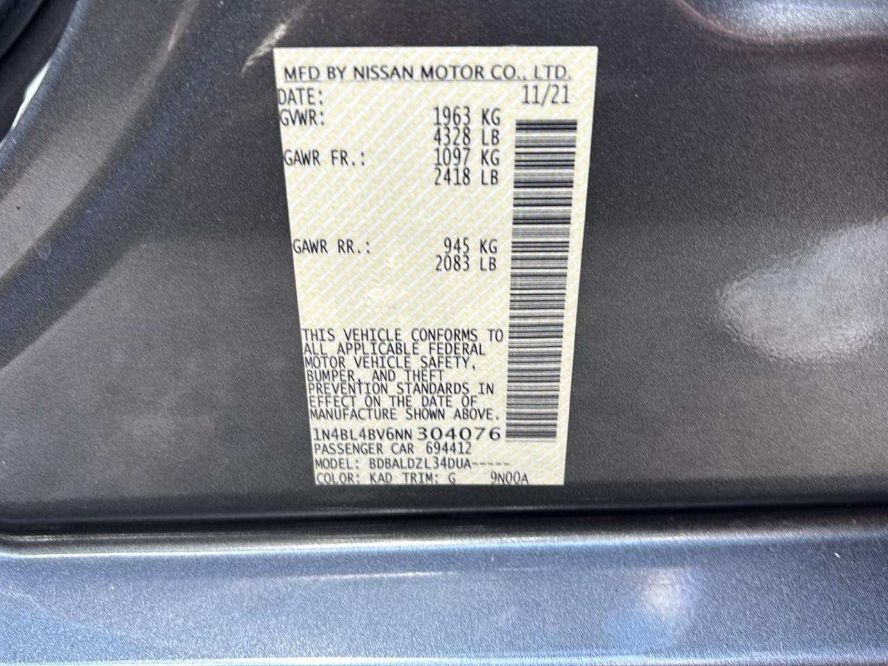 Nissan ALTIMA 2.5  2022