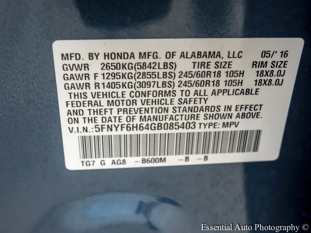 Honda Pilot EXL 4WD 2016