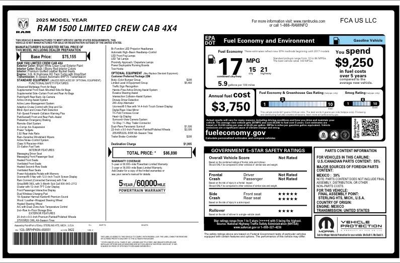 RAM 1500 Limited 4x4 Crew Cab 5'7" Box 2025