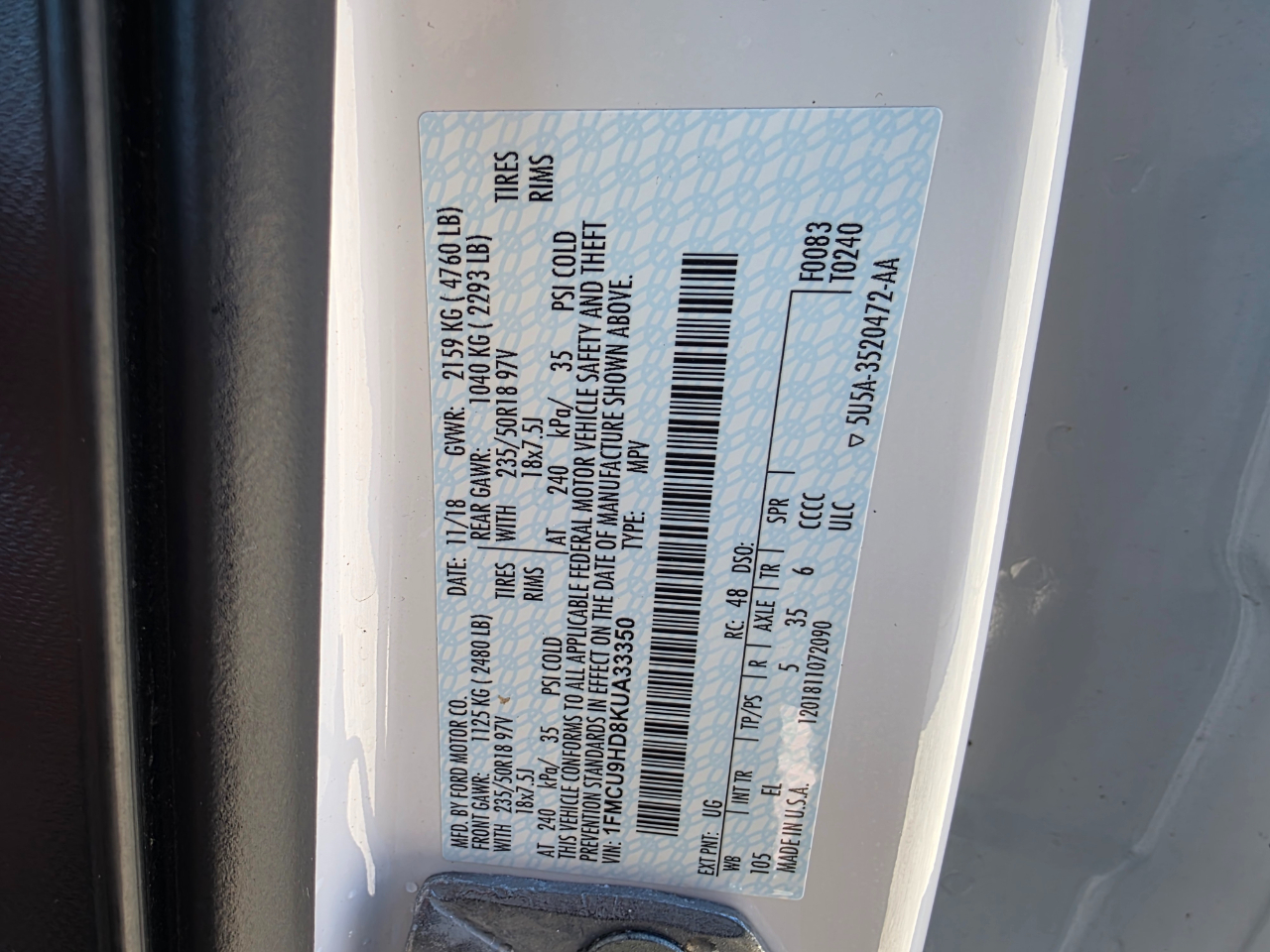 Ford Escape SEL 4WD 2019