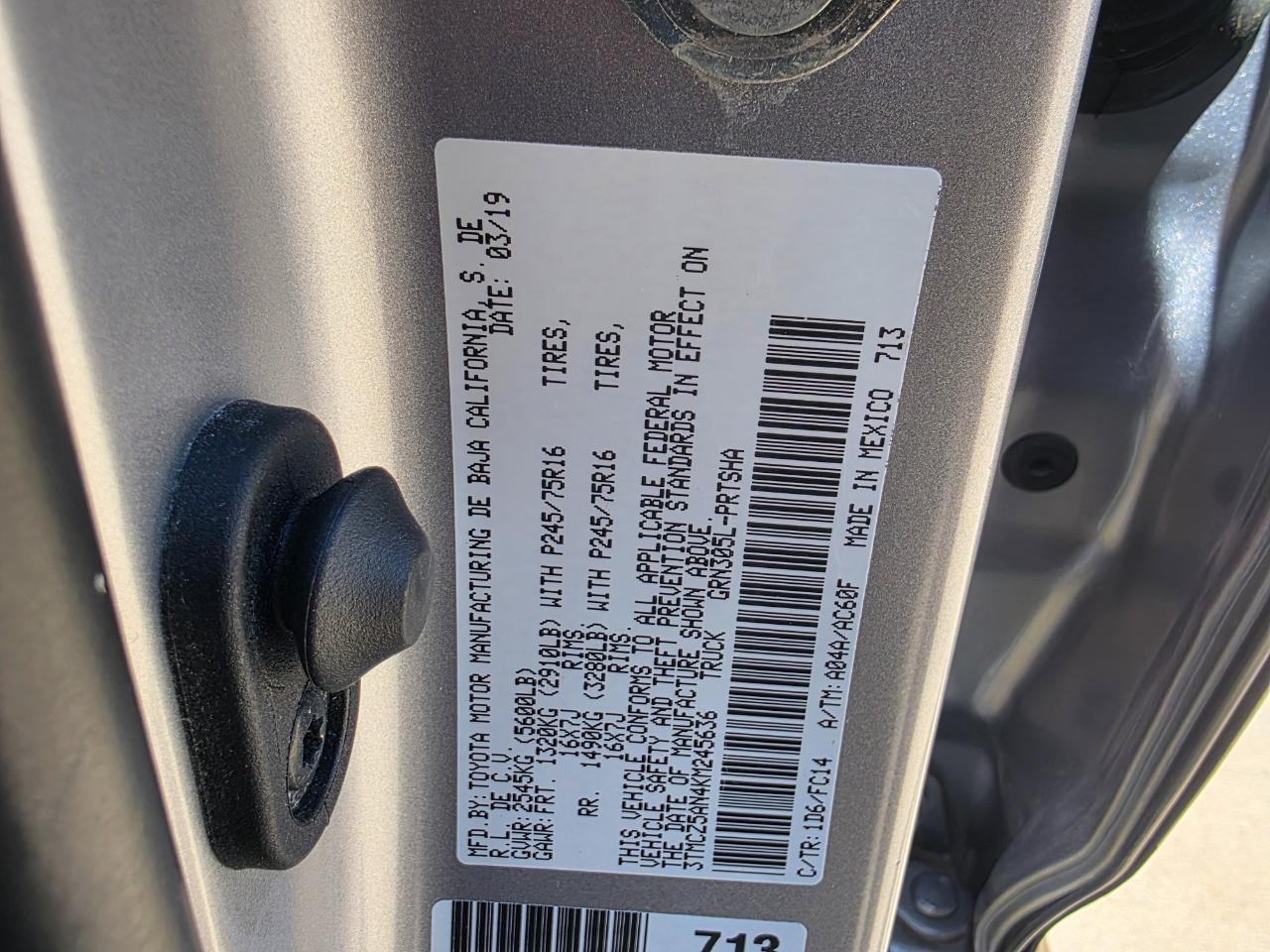 Toyota Tacoma SR5 Double Cab Long Bed V6 6AT 4WD 2019