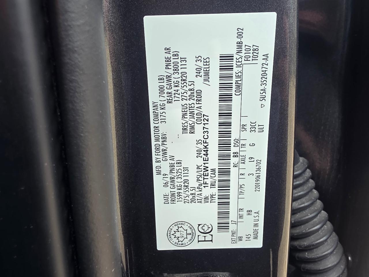 Ford F-150 Lariat SuperCrew 5.5-ft. Bed 4WD 2019