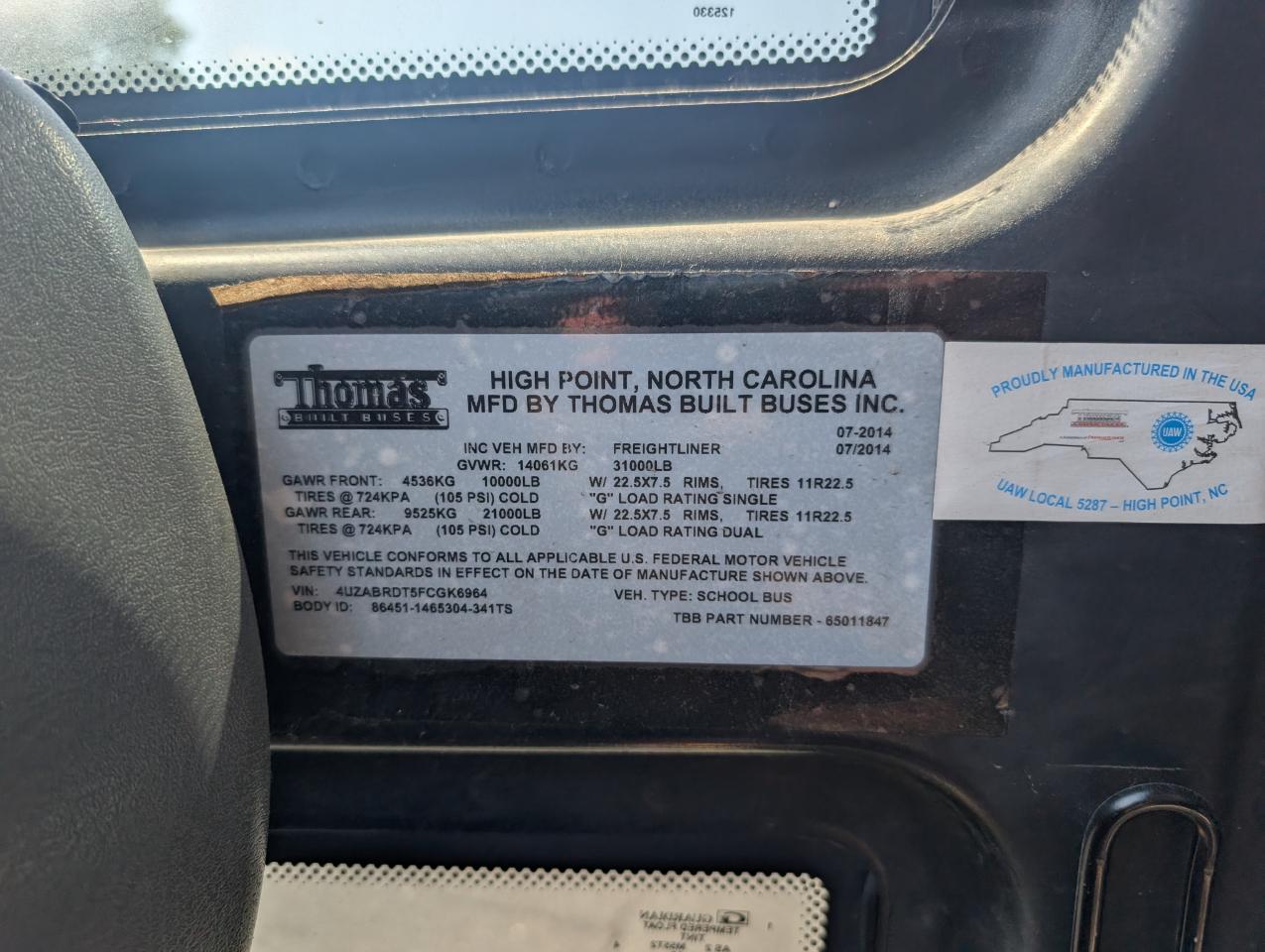 Freightliner B2 Bus Chassis  2015