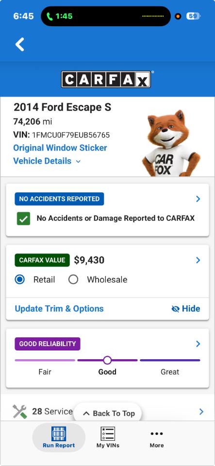 Ford Escape S FWD 2014