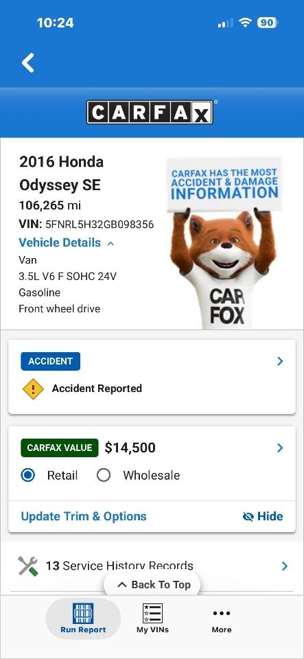 Honda Odyssey SE 2016