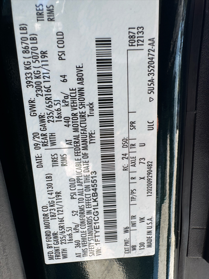 Ford Transit Cargo Van T-150 130" Med Rf 8670 GVWR RWD 2020