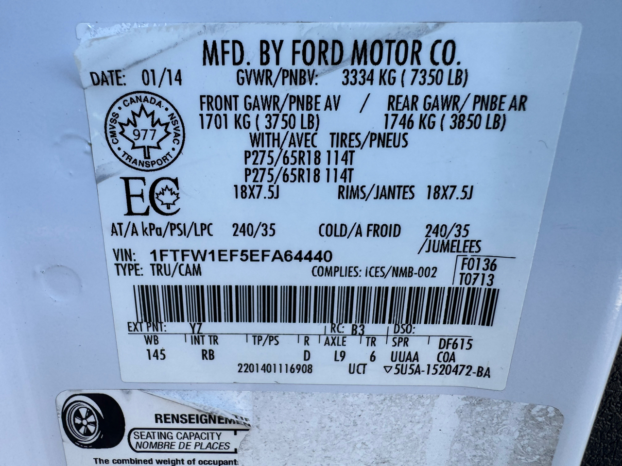 Ford F-150 4WD SuperCrew 145" FX4 2014