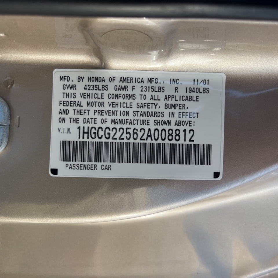 Honda Accord Cpe EX Auto V6 w/Leather 2002 Honda Accord Cpe EX Auto V6 w/Leather 2002