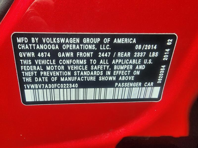 Volkswagen Passat TDI SE 6A w/ Sunroof 2015