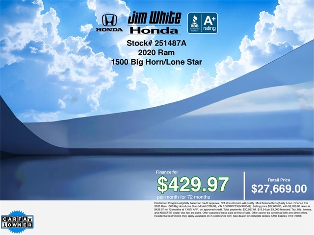 RAM 1500 Big Horn Crew Cab SWB 4WD 2020