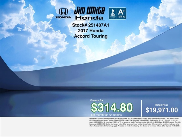 Honda Accord Touring V6 Sedan 6-Spd AT 2017