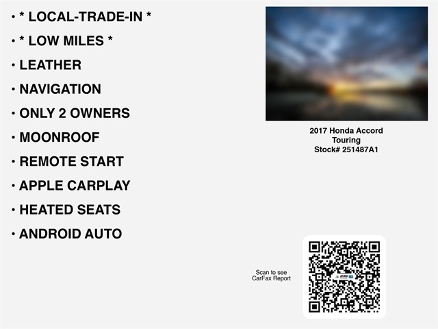 Honda Accord Touring V6 Sedan 6-Spd AT 2017