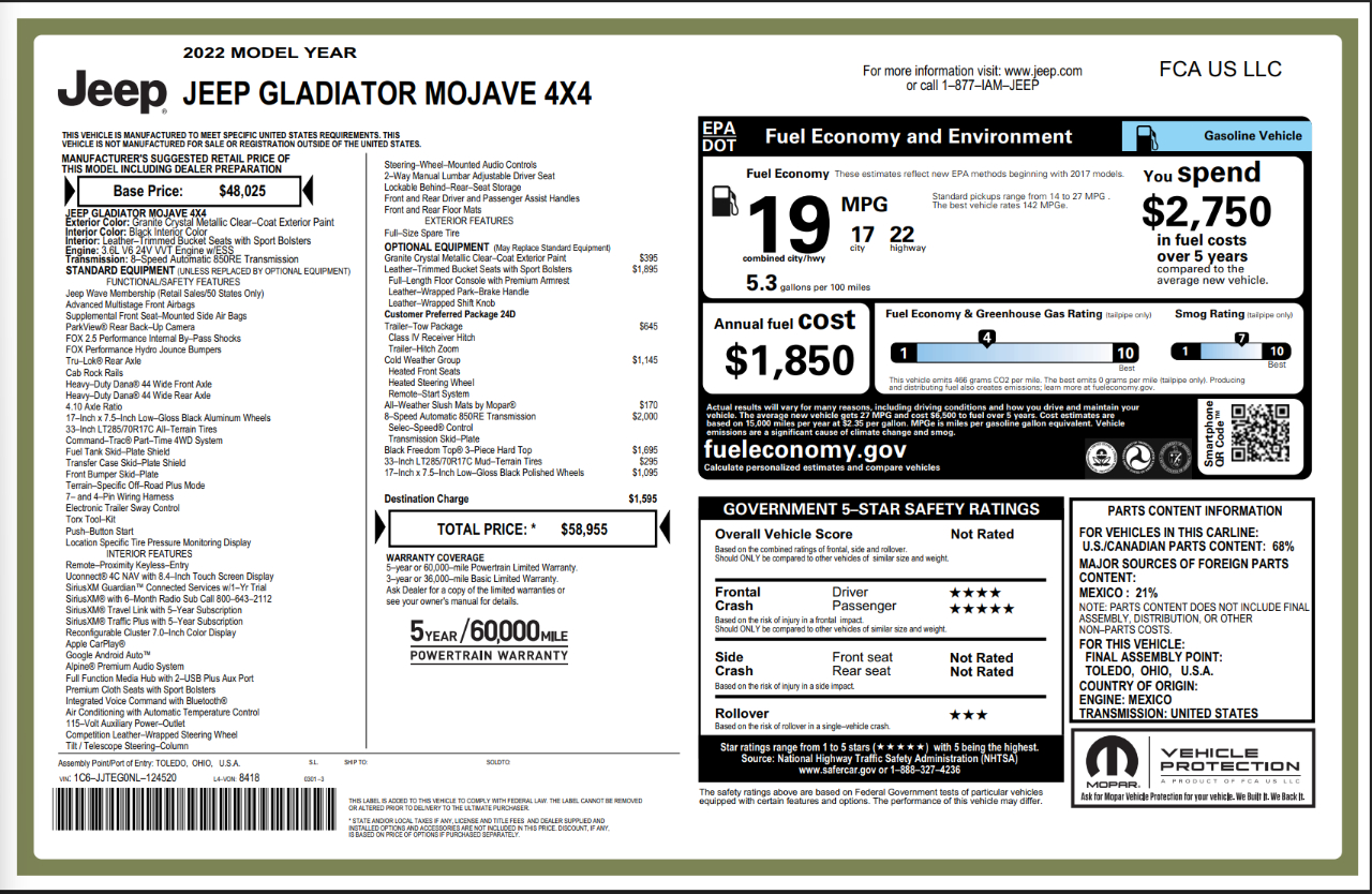 Jeep Gladiator Mojave 4x4 2022